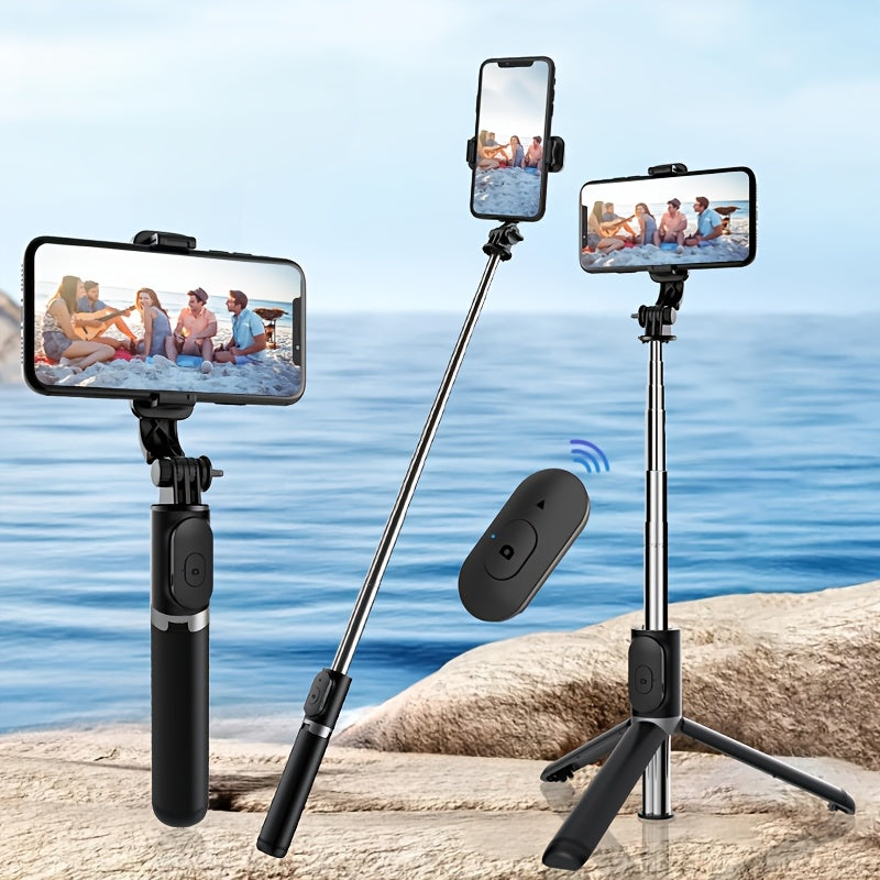 40-inch Retractable Mobile Phone Selfie Stick - Professional Floor Stand with Wireless Remote Control, 360° Rotation, Stable and Anti-shake