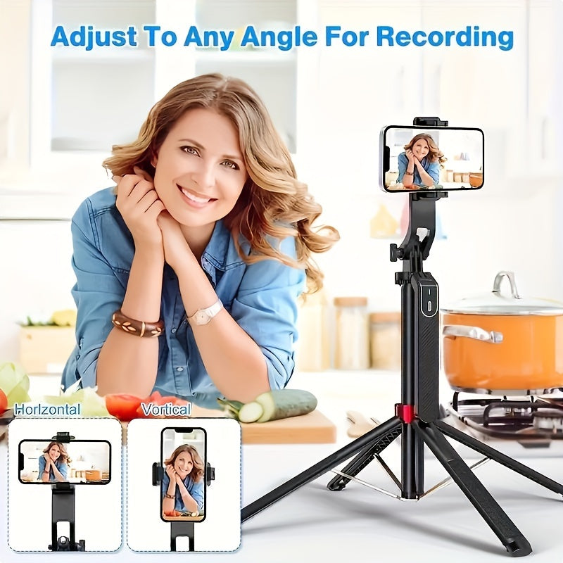 Universal 360° Selfie Stick Tripod with Anti-Shake & Phone Holder for Stable Shooting
