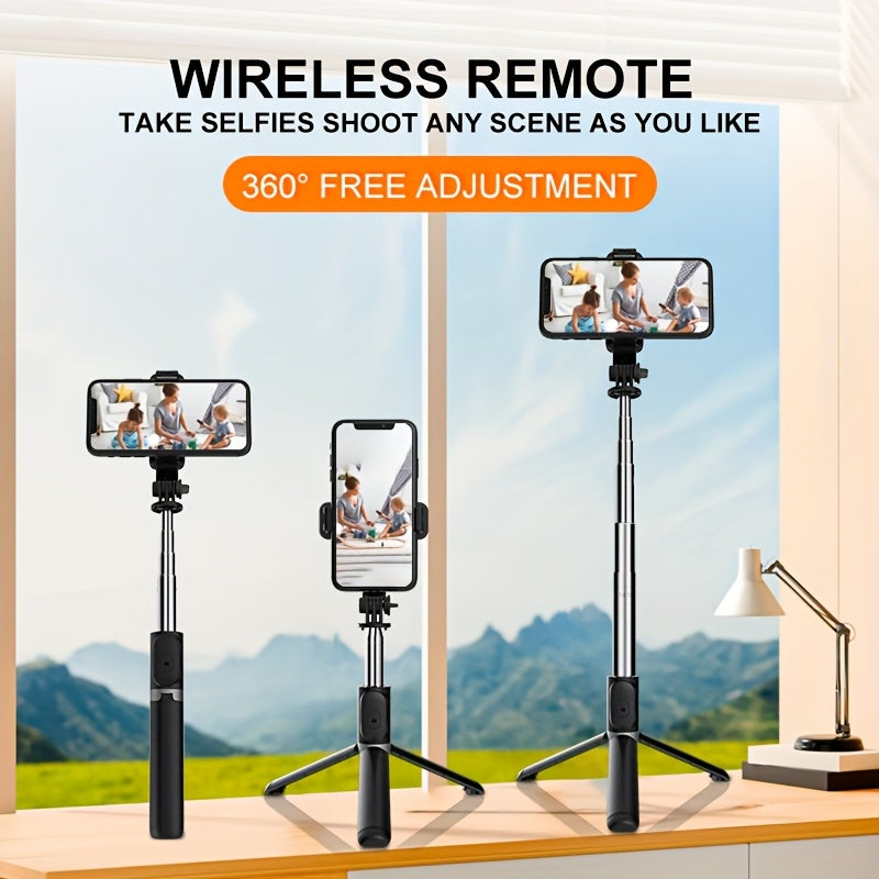 40-inch Retractable Mobile Phone Selfie Stick - Professional Floor Stand with Wireless Remote Control, 360° Rotation, Stable and Anti-shake