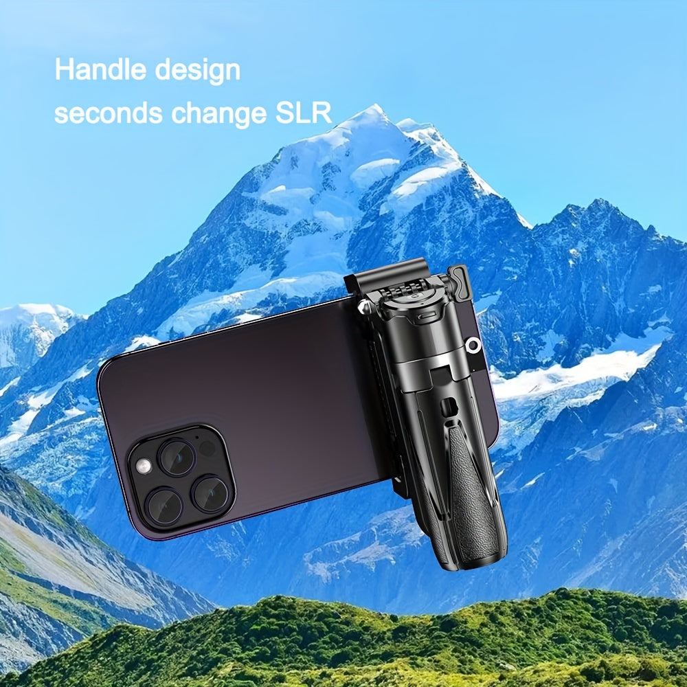 Aluminum Selfie Stick with Wireless Remote, USB Charging & Cold Shoe – 4-Leg Stand, DSLR Grip for Travel/Live