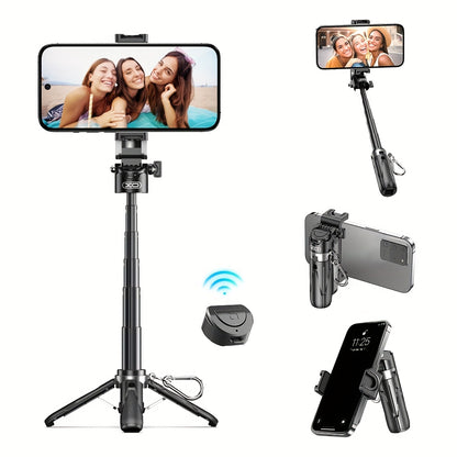 Pocket Selfie Stick Tripod with Wireless Remote & 2 Fill Lights - for iPhone, Live Streaming, Video