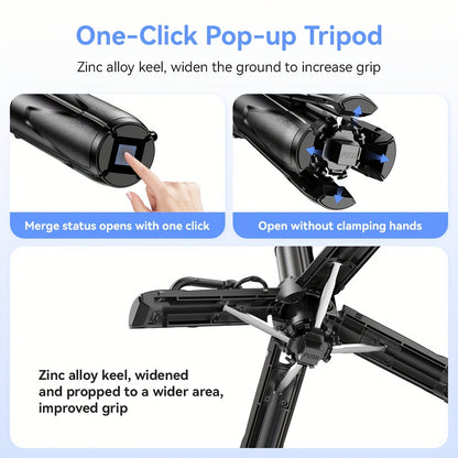 Pocket Selfie Stick Tripod with Wireless Remote & 2 Fill Lights - for iPhone, Live Streaming, Video